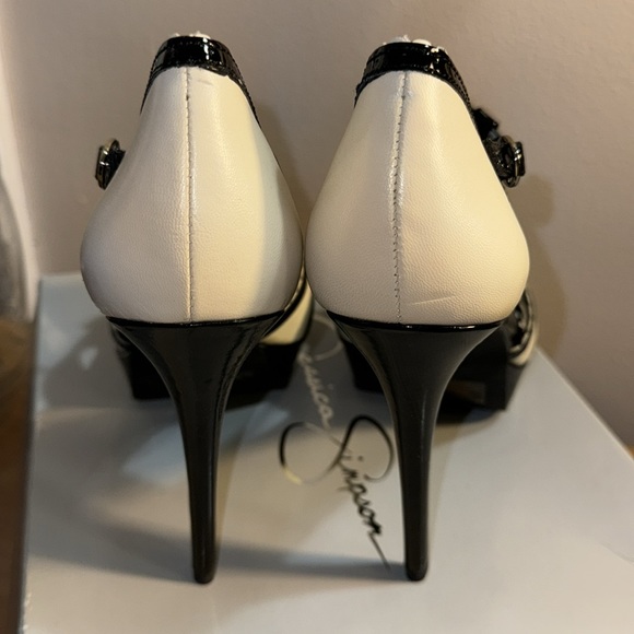 JESSICA SIMPSON shoes JS-Britt Coconut Silk Kid Patent Heels size 8.5M NEW - Picture 7 of 17